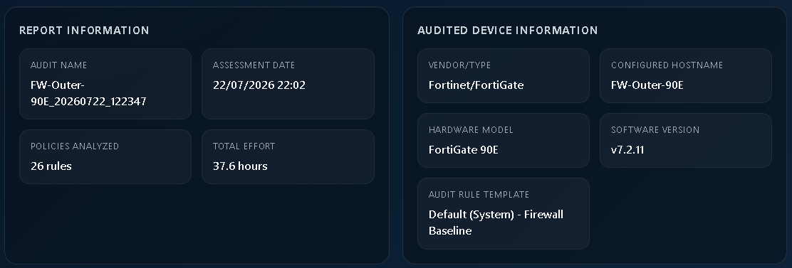 ConfigSentry sample report screenshot: 02 Engineer Preview Report And Device Info.